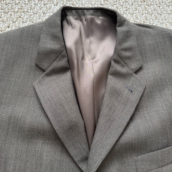 Joseph Abboud Taupe Brown and Black Lightweight Tweed Wool Men's Blazer - Picture 4 of 13